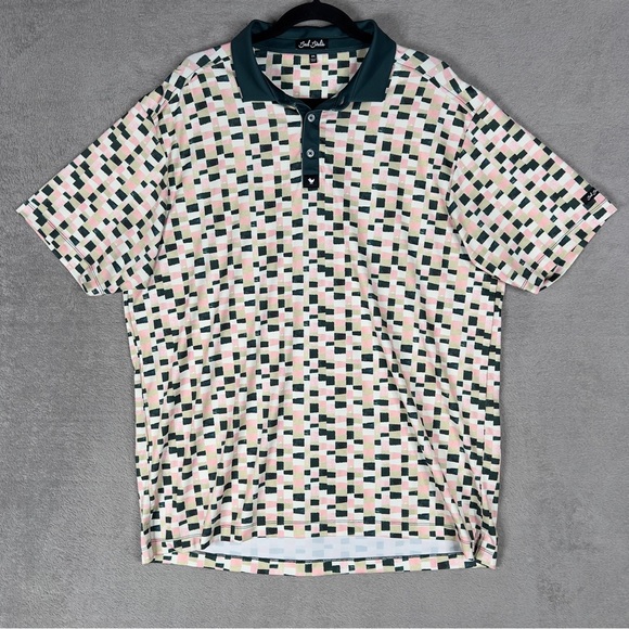 Bad Birdie Italian Checkerboard‎ Golf Polo Shirt Men's 2XL Stretch Outdoors - Picture 1 of 10